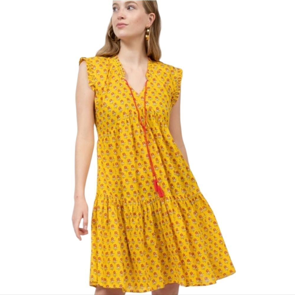 Uncle Frank Sunshine And Daisies Dress Yellow Red Tassels Lined Sundress M
